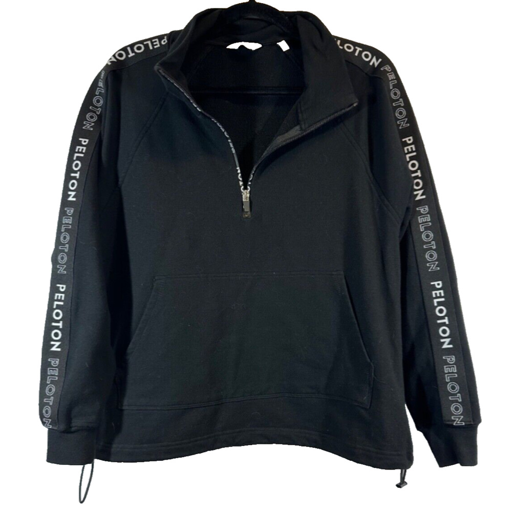 Peloton Uptown Vibe 1/2 Zip Pullover Jacket Sweatshirt Women M Black Made USA A7